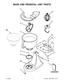 03 - Base And Pedestal Unit Parts parts for Whirlpool Mixer KSM150TBCU0 from AppliancePartsPros.com
