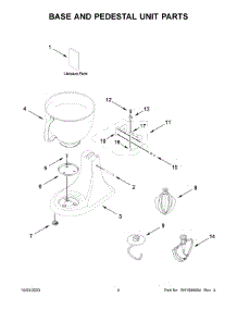03 - Base And Pedestal Unit Parts parts for Whirlpool Mixer KSM150WPCU5 from AppliancePartsPros.com