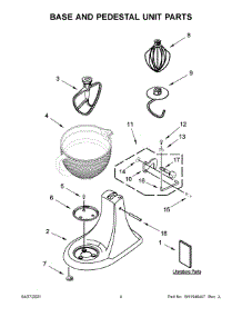 03 - Base And Pedestal Unit Parts parts for Whirlpool Mixer KSM180RBLD0 from AppliancePartsPros.com