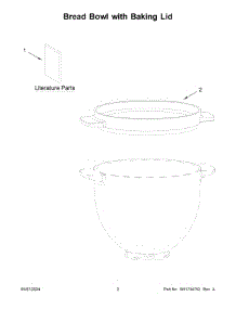 02 - Bread Bowl With Baking Lid parts for Whirlpool Mixer KSM2CB5BGS from AppliancePartsPros.com