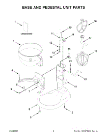 04 - Base And Pedestal Unit Parts parts for Whirlpool Mixer KSM55SXBXIB0 from AppliancePartsPros.com