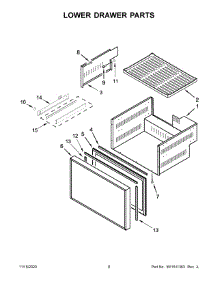 05 - Lower Drawer Parts parts for Whirlpool Refrigerator KUDF204EPA01 from AppliancePartsPros.com