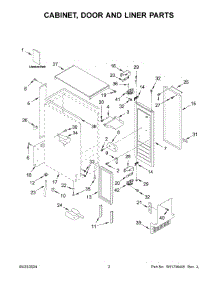 02 - Cabinet, Door And Liner Parts parts for Whirlpool Ice Maker KUIX535HBS02 from AppliancePartsPros.com