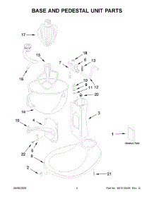 03 - Base And Pedestal Unit Parts parts for Whirlpool Mixer KV25G0XBM5 from AppliancePartsPros.com