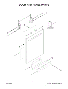 02 - Door And Panel Parts parts for Whirlpool Dishwasher MDB8959SKB1 from AppliancePartsPros.com
