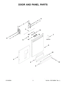 02 - Door And Panel Parts parts for Whirlpool Dishwasher MDFS3924RB0 from AppliancePartsPros.com