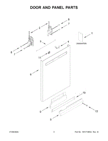 02 - Door And Panel Parts parts for Whirlpool Dishwasher MDPS6124RZ0 from AppliancePartsPros.com