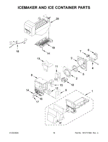 Icemaker And Ice Container Parts parts for Whirlpool Refrigerator MFI2570FEW10 from AppliancePartsPros.com