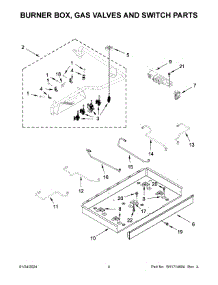 03 - Burner Box, Gas Valves And Switch Parts parts for Whirlpool Cooktop MGC9536DS06 from AppliancePartsPros.com