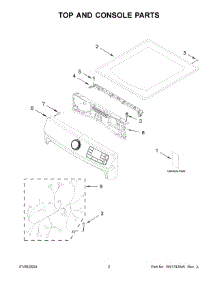 02 - Top And Console Parts parts for Whirlpool Dryer MGD7020RF0 from AppliancePartsPros.com