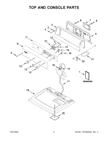 02 - Top And Console Parts parts for Whirlpool Dryer MGDP586KW0 from AppliancePartsPros.com