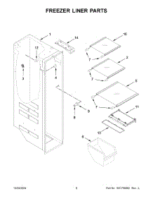 05 - Freezer Liner Parts parts for Whirlpool Refrigerator MSS25C4MGB07 from AppliancePartsPros.com