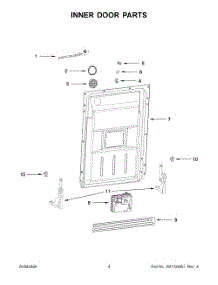 03 - Inner Door Parts parts for Whirlpool Dishwasher UDPS5118PP0 from AppliancePartsPros.com