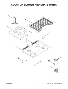 02 - Cooktop, Burner And Grate Parts parts for Whirlpool Cooktop WCGK5030PV00 from AppliancePartsPros.com