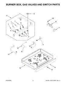 03 - Burner Box, Gas Valves And Switch Parts parts for Whirlpool Cooktop WCGK5030PV00 from AppliancePartsPros.com
