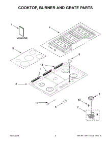 02 - Cooktop, Burner And Grate Parts parts for Whirlpool Cooktop WCGK5036PV00 from AppliancePartsPros.com
