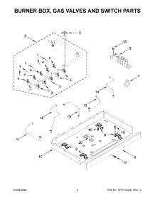 03 - Burner Box, Gas Valves And Switch Parts parts for Whirlpool Cooktop WCGK5036PV00 from AppliancePartsPros.com
