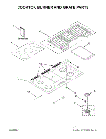 Cooktop, Burner And Grate Parts parts for Whirlpool Cooktop WCGK7530PS00 from AppliancePartsPros.com