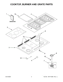 Cooktop, Burner And Grate Parts parts for Whirlpool Cooktop WCGK7536PS00 from AppliancePartsPros.com