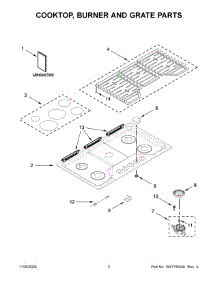 02 - Cooktop, Burner And Grate Parts parts for Whirlpool Cooktop WCGK7536PS01 from AppliancePartsPros.com