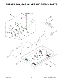 03 - Burner Box, Gas Valves And Switch Parts parts for Whirlpool Cooktop WCGK7536PS01 from AppliancePartsPros.com