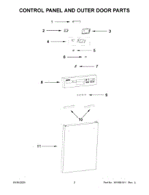 02 - Control Panel And Outer Door Parts parts for Whirlpool Dishwasher WDF518SAHB1 from AppliancePartsPros.com