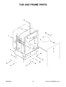 06 - Tub And Frame Parts parts for Whirlpool Dishwasher WDP370PAHB2 from AppliancePartsPros.com