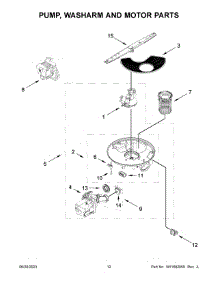 07 - Pump, Washarm And Motor Parts parts for Whirlpool Dishwasher WDP370PAHB2 from AppliancePartsPros.com