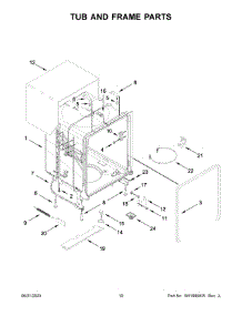 06 - Tub And Frame Parts parts for Whirlpool Dishwasher WDP540HAMB4 from AppliancePartsPros.com