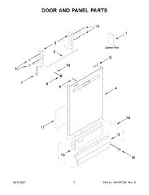 02 - Door And Panel Parts parts for Whirlpool Dishwasher WDP540HAMZ0 from AppliancePartsPros.com