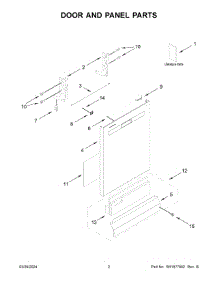 02 - Door And Panel Parts parts for Whirlpool Dishwasher WDP540HAMZ1 from AppliancePartsPros.com
