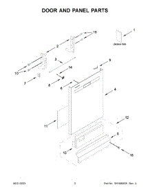 02 - Door And Panel Parts parts for Whirlpool Dishwasher WDP540HAMZ4 from AppliancePartsPros.com