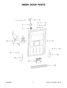 Inner Door Parts parts for Whirlpool Dishwasher WDPS5118PB0 from AppliancePartsPros.com