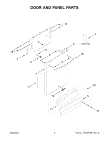 02 - Door And Panel Parts parts for Whirlpool Dishwasher WDT540HAMZ1 from AppliancePartsPros.com