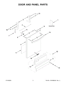 02 - Door And Panel Parts parts for Whirlpool Dishwasher WDT540HAMZ4 from AppliancePartsPros.com