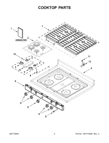 02 - Cooktop Parts parts for Whirlpool Range WFG550S0LB5 from AppliancePartsPros.com