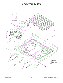 02 - Cooktop Parts parts for Whirlpool Range WFG550S0LV5 from AppliancePartsPros.com