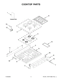 Cooktop Parts parts for Whirlpool Range WFG975H0HZ6 from AppliancePartsPros.com