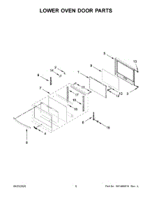 05 - Lower Oven Door Parts parts for Whirlpool Wall Oven WOD51EC7HW02 from AppliancePartsPros.com