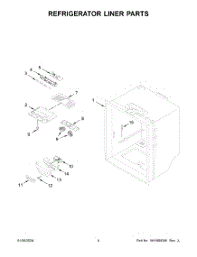 Refrigerator Liner Parts parts for Whirlpool Refrigerator WRB322DMHV05 from AppliancePartsPros.com