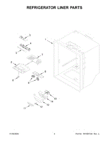 Refrigerator Liner Parts parts for Whirlpool Refrigerator WRB329DMBW05 from AppliancePartsPros.com