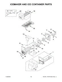 10 - Icemaker And Ice Container Parts parts for Whirlpool Refrigerator WRF555SDFZ18 from AppliancePartsPros.com