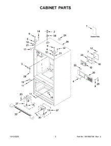 02 - Cabinet Parts parts for Whirlpool Refrigerator WRF555SDHV09 from AppliancePartsPros.com