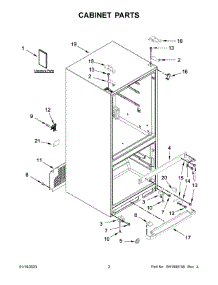 02 - Cabinet Parts parts for Whirlpool Refrigerator WRF560SFHW02 from AppliancePartsPros.com