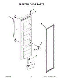 07 - Freezer Door Parts parts for Whirlpool Refrigerator WRS312SNHM03 from AppliancePartsPros.com