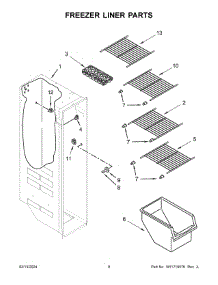 Freezer Liner Parts parts for Whirlpool Refrigerator WRS312SNHM07 from AppliancePartsPros.com