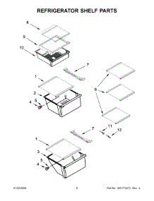 Refrigerator Shelf Parts parts for Whirlpool Refrigerator WRS331SDHM08 from AppliancePartsPros.com
