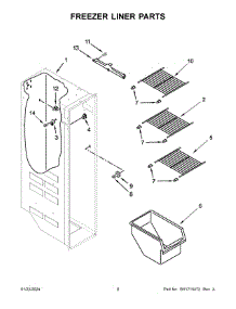 Freezer Liner Parts parts for Whirlpool Refrigerator WRS331SDHM08 from AppliancePartsPros.com