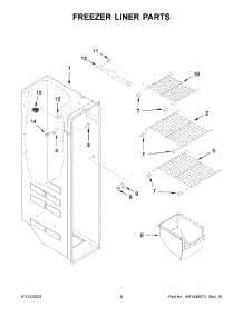 05 - Freezer Liner Parts parts for Whirlpool Refrigerator WRS335SDHW02 from AppliancePartsPros.com
