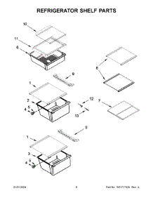 Refrigerator Shelf Parts parts for Whirlpool Refrigerator WRS555SIHZ08 from AppliancePartsPros.com